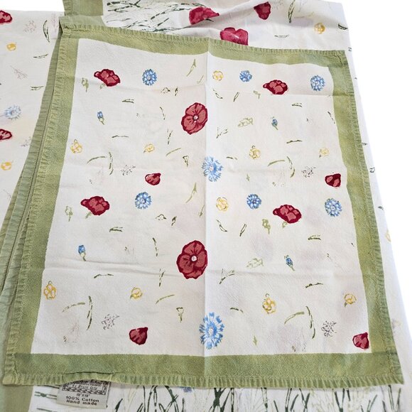 Couleur Nature Springfield Cotton Green Floral Tablecloth 2 Matching Napkins - Picture 4 of 12